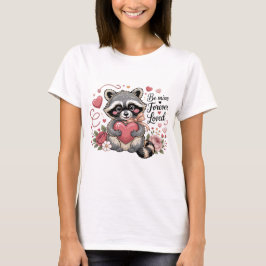 かわいいバレンタインのラクーン　ビー マイン フォーエバー ラブド Tシャツ
