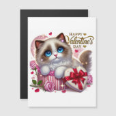 かわいいバレンタインのラグドール猫の磁気カード (正面/裏面)