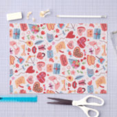 かわいいバレンタインのロマンチックな愛のパターン 薄葉紙 (クラフト)