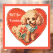 かわいいバレンタインの子犬のウィンドウにしがみつく ウィンドウサイン (シート2)