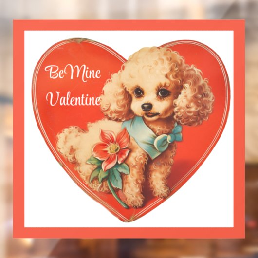 かわいいバレンタインの子犬のウィンドウにしがみつく ウィンドウサイン (シート2)