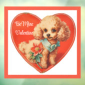 かわいいバレンタインの子犬のウィンドウにしがみつく ウィンドウサイン (シート3)