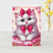 かわいいバレンタインの子猫 カード (黄色い花)