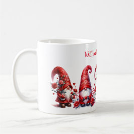 かわいいバレンタインの小人とハートと風船のマグカップ コーヒーマグカップ