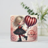 かわいいバレンタインの少女(風船を持った小さなアニメのキャラクター) シーズンカード (スタンド正面)