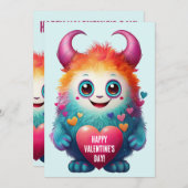かわいいバレンタインの怪物、ハッピーバレンタインデー シーズンカード (正面/裏面)