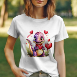かわいいバレンタインの愛らしい愛らしいドラゴン Tシャツ