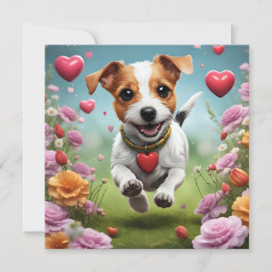 かわいいバレンタインの愛犬グリーティングカード