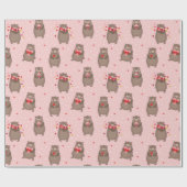 かわいいバレンタインの日はピンク色のハートが付いている ラッピングペーパー (フラット)