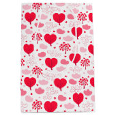 かわいいバレンタインの木の形状ハートパターン ミディアムペーパーバッグ (正面)