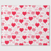 かわいいバレンタインの木の形状ハートパターン ラッピングペーパー (フラット)
