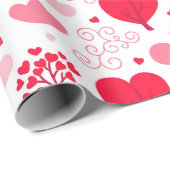 かわいいバレンタインの木の形状ハートパターン ラッピングペーパー (ロールコーナー)