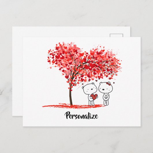 かわいいバレンタインの水の色をパーソナライアートズ シーズンポストカード (正面/裏面)