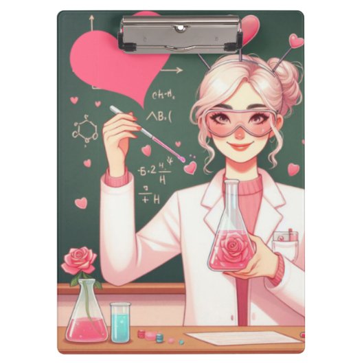 かわいいバレンタインの科学者 クリップボード (正面)