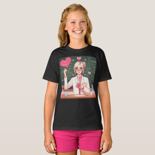かわいいバレンタインの科学者 Tシャツ (正面フル)