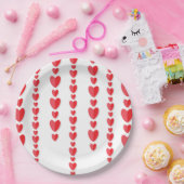 かわいいバレンタインの赤いハート ペーパープレート (パーティー)