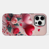 かわいいバレンタインの風船とバラ iPhoneケース (裏面横)