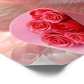 かわいいバレンタインオレンジ色の狐がハートを持って愛の芸術 ポスター (角)