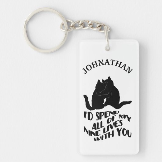 かわいいバレンタインカスタム子猫 キーホルダー (正面)