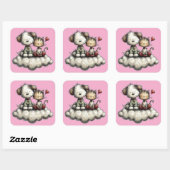 かわいいバレンタインキャラクター 3インチ ステッカー - 可愛いL (シート)
