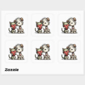 かわいいバレンタインキャラクター 3インチ ステッカー - 可愛いL (シート)