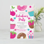 かわいいバレンタインクッキー飾のパーティー 招待状 (スタンド正面)