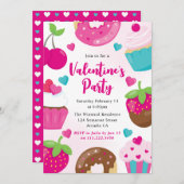 かわいいバレンタインクッキー飾のパーティー 招待状 (正面/裏面)