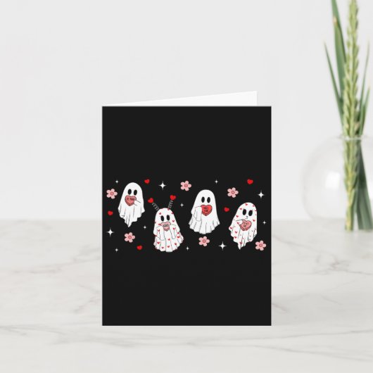 かわいいバレンタインゴーストキャンディハート  私のボーイフレンドになってくれる？ カード (正面)