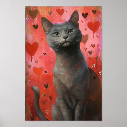 かわいいバレンタインズデイキャット ポスター (正面)
