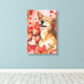 かわいいバレンタインズデイドッグ キャンバスプリント (インサイチュ (ウッドフロア))