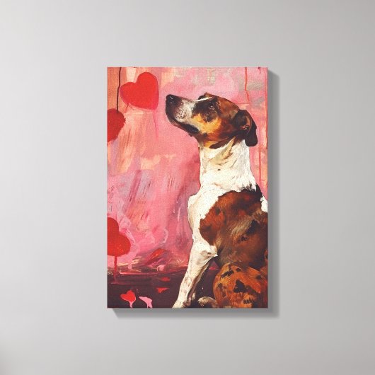 かわいいバレンタインズデイドッグ キャンバスプリント (正面)