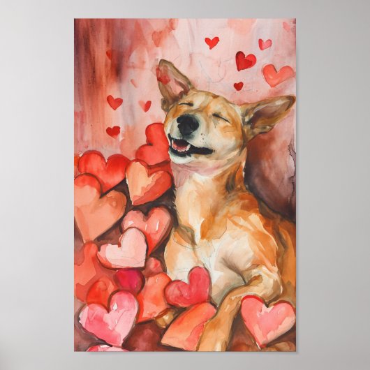 かわいいバレンタインズデイドッグ ポスター (正面)