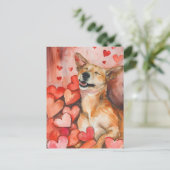 かわいいバレンタインズデイドッグ ポストカード (スタンド正面)
