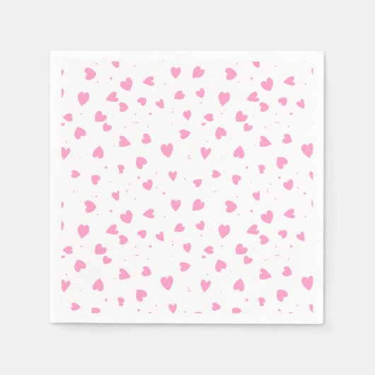 かわいいバレンタインズデイピンクハート スタンダードカクテルナプキン (正面)