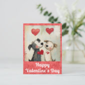 かわいいバレンタインデイウォーターカラーパピードッグハート ポストカード (スタンド正面)