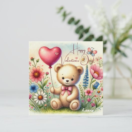 かわいいバレンタインデイクマinワイルドフラワー シーズンカード (スタンド正面)