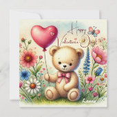 かわいいバレンタインデイクマinワイルドフラワー シーズンカード (正面)