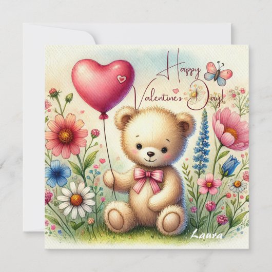 かわいいバレンタインデイクマinワイルドフラワー シーズンカード (正面)