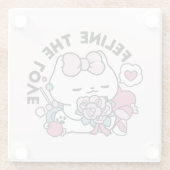 かわいいバレンタインデザイン – 猫と猫の愛 ガラスコースター (裏面)