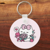 かわいいバレンタインデザイン – 猫と猫の愛 キーホルダー (正面)