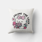 かわいいバレンタインデザイン – 猫と猫の愛 クッション (裏面)