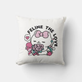 かわいいバレンタインデザイン – 猫と猫の愛 クッション (正面)