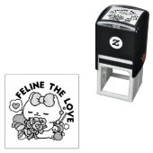 かわいいバレンタインデザイン – 猫と猫の愛 セルフインキングスタンプ (インサイチュ)