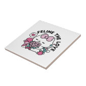 かわいいバレンタインデザイン – 猫と猫の愛 タイル (側面)