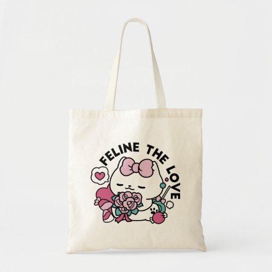 かわいいバレンタインデザイン – 猫と猫の愛 トートバッグ (正面)