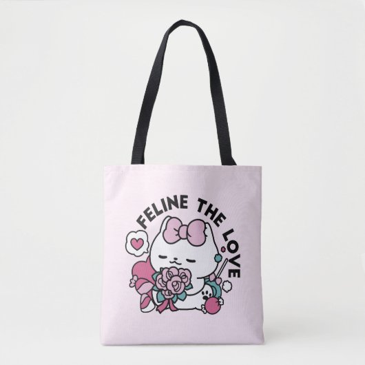 かわいいバレンタインデザイン – 猫と猫の愛 トートバッグ (正面)