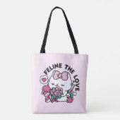 かわいいバレンタインデザイン – 猫と猫の愛 トートバッグ (裏面)