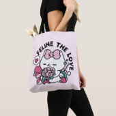 かわいいバレンタインデザイン – 猫と猫の愛 トートバッグ (クローズアップ)