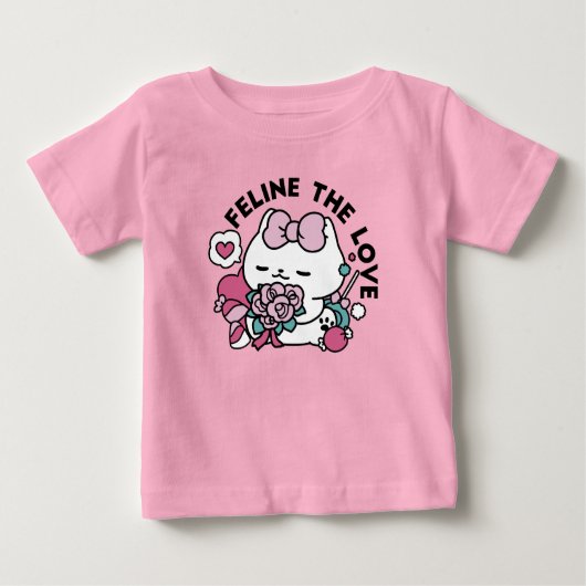 かわいいバレンタインデザイン – 猫と猫の愛 ベビーTシャツ (正面)