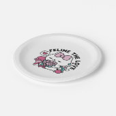 かわいいバレンタインデザイン – 猫と猫の愛 ペーパープレート (アングル)